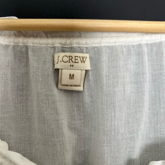 JCrew Blouse Womens Size Medium White Embroidered Sheer Cotton Beach Cover Boho - Picture 3 of 10